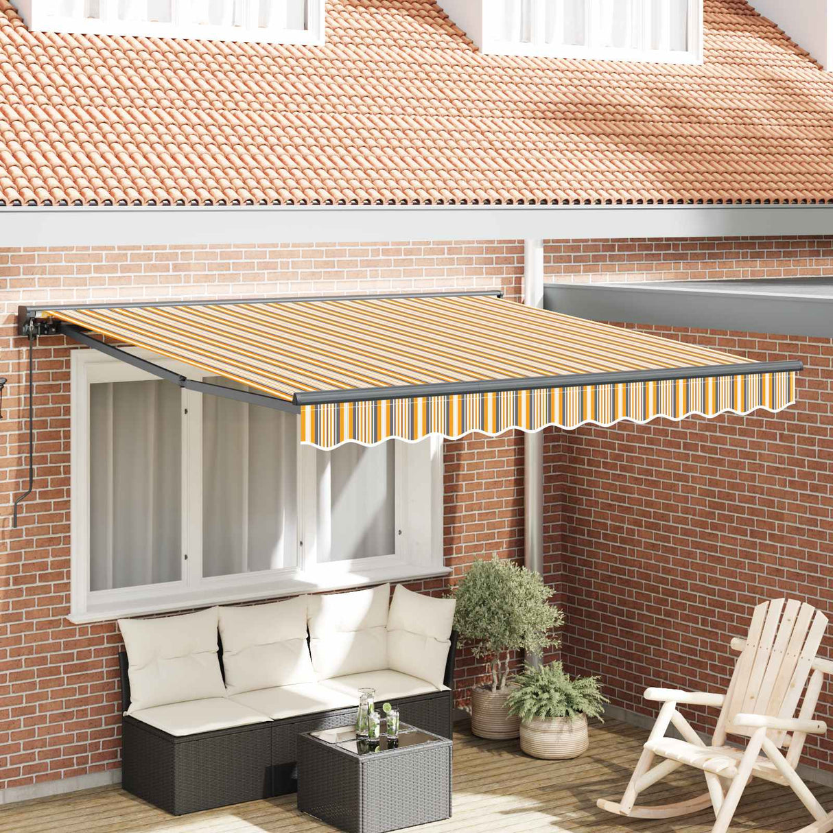 vidaXL Inklapbare Luifel Blauw en Wit 250 x 200 cm Aluminium en Stof
