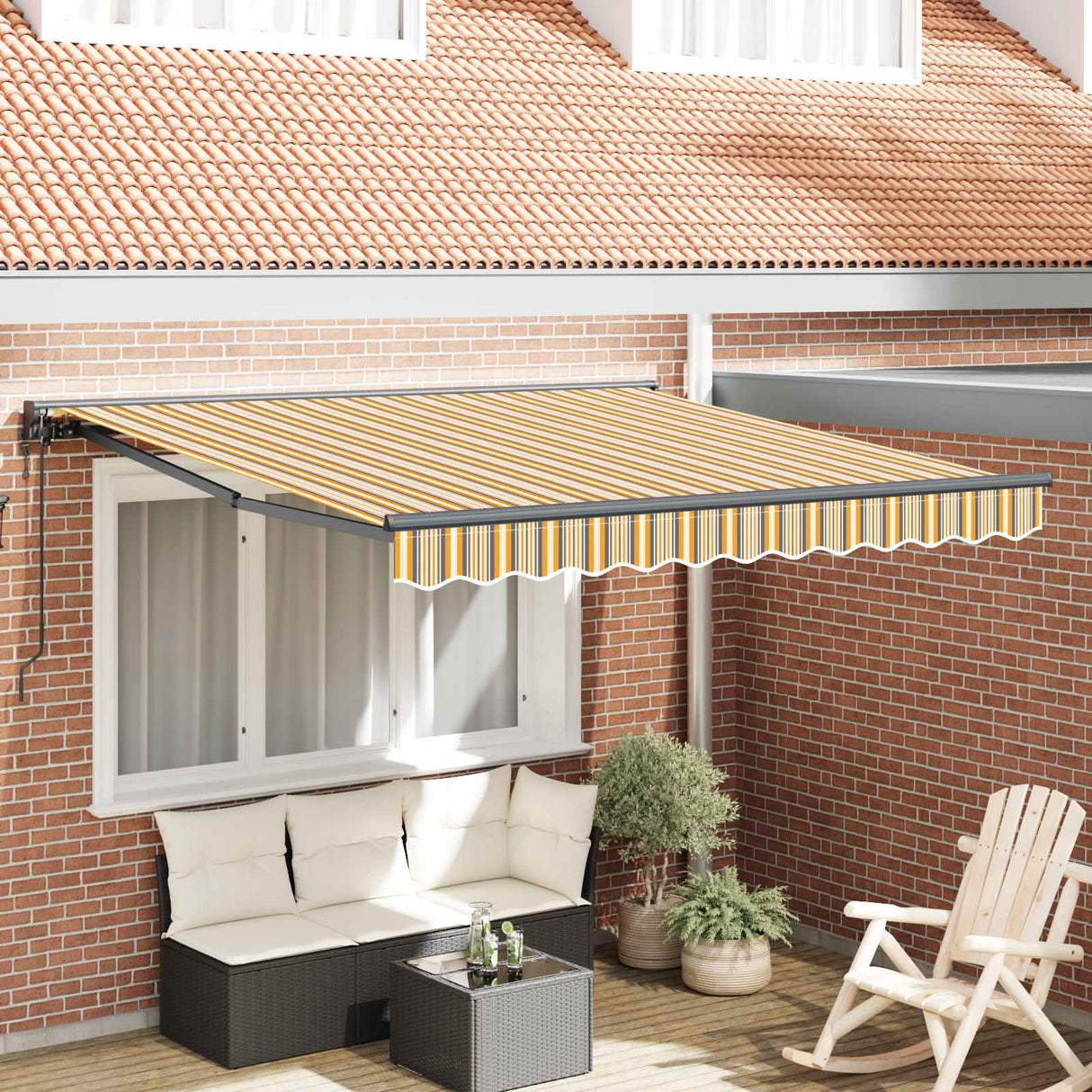 vidaXL Inklapbare Luifel Blauw en Wit 250 x 200 cm Aluminium en Stof