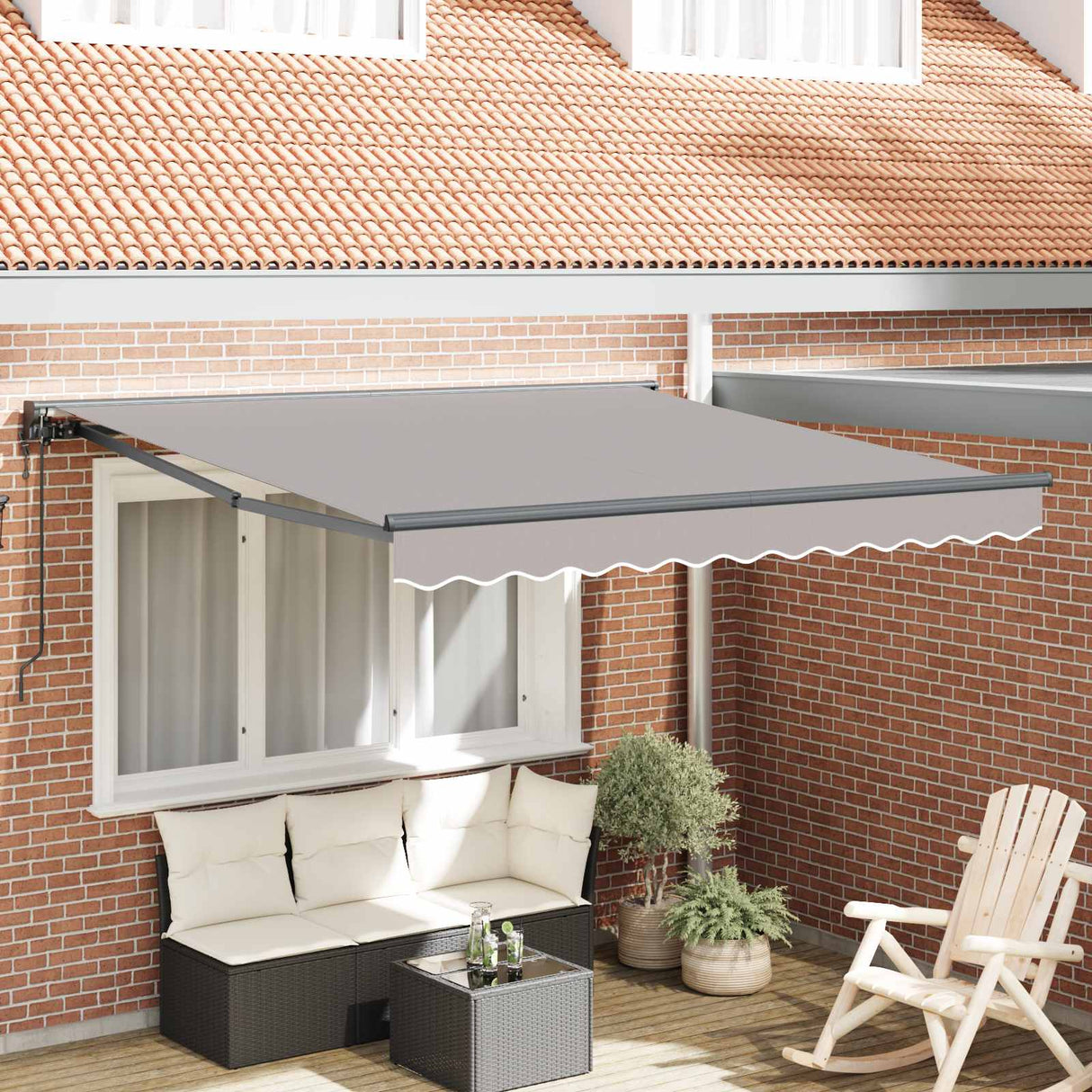 vidaXL Inklapbare Luifel Blauw en Wit 250 x 200 cm Aluminium en Stof