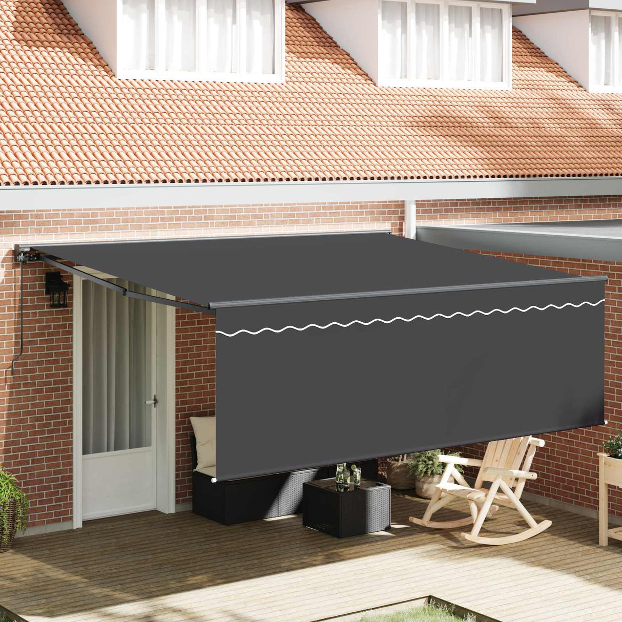 vidaXL Inklapbare Luifel Blauw en Wit 250 x 200 cm Aluminium en Stof