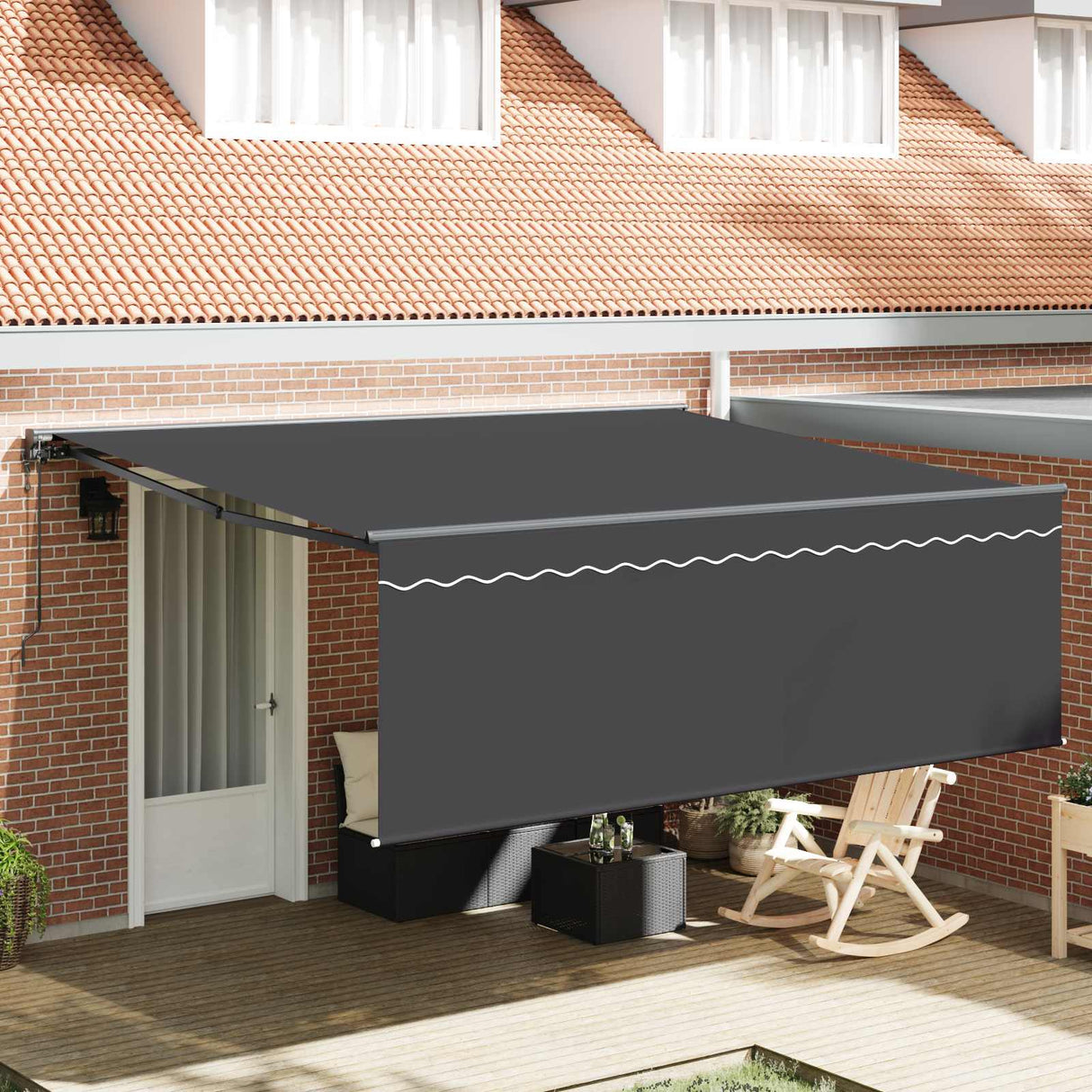 vidaXL Inklapbare Luifel Blauw en Wit 250 x 200 cm Aluminium en Stof