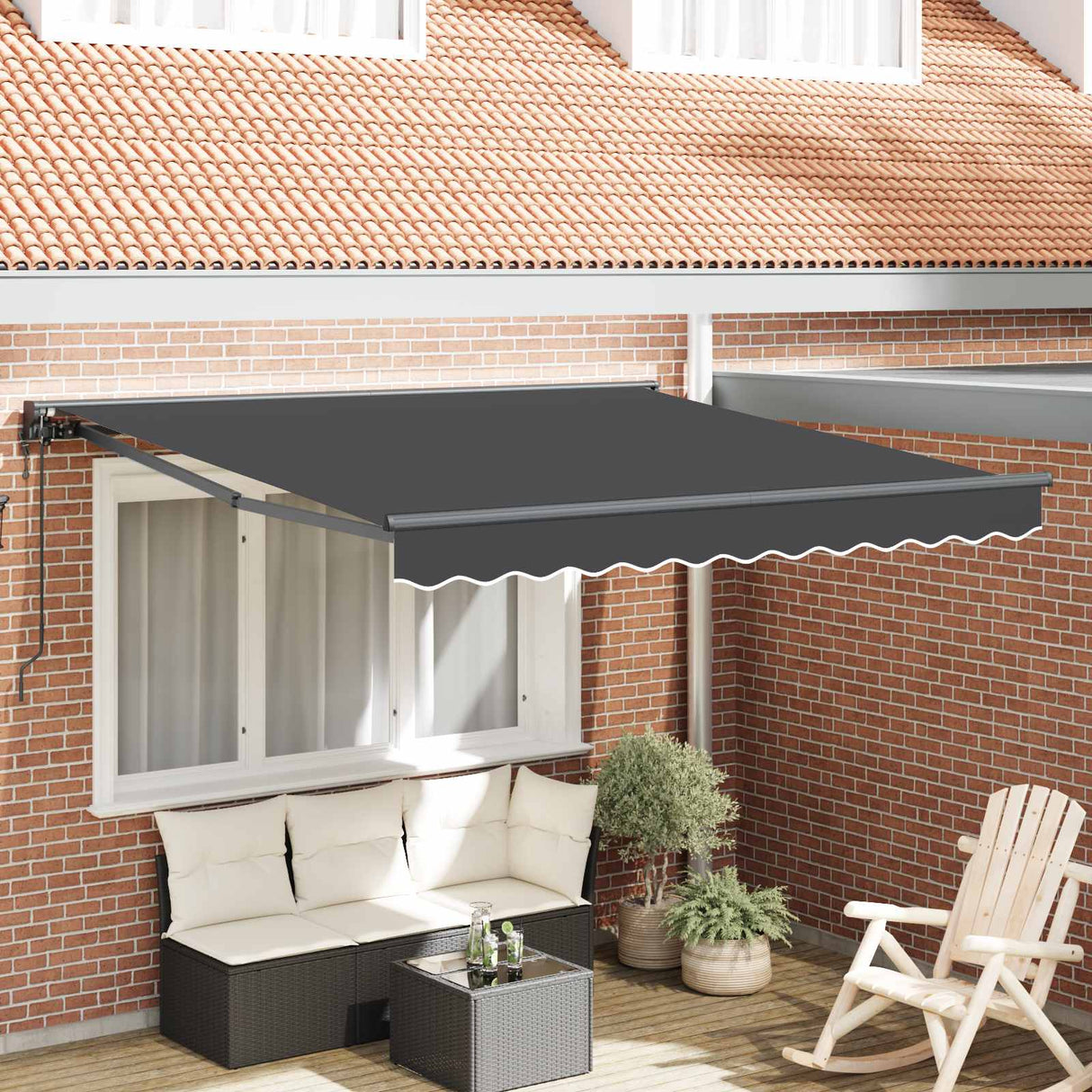 vidaXL Inklapbare Luifel Blauw en Wit 250 x 200 cm Aluminium en Stof
