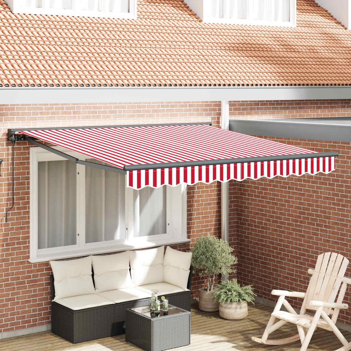 vidaXL Inklapbare Luifel Blauw en Wit 250 x 200 cm Aluminium en Stof