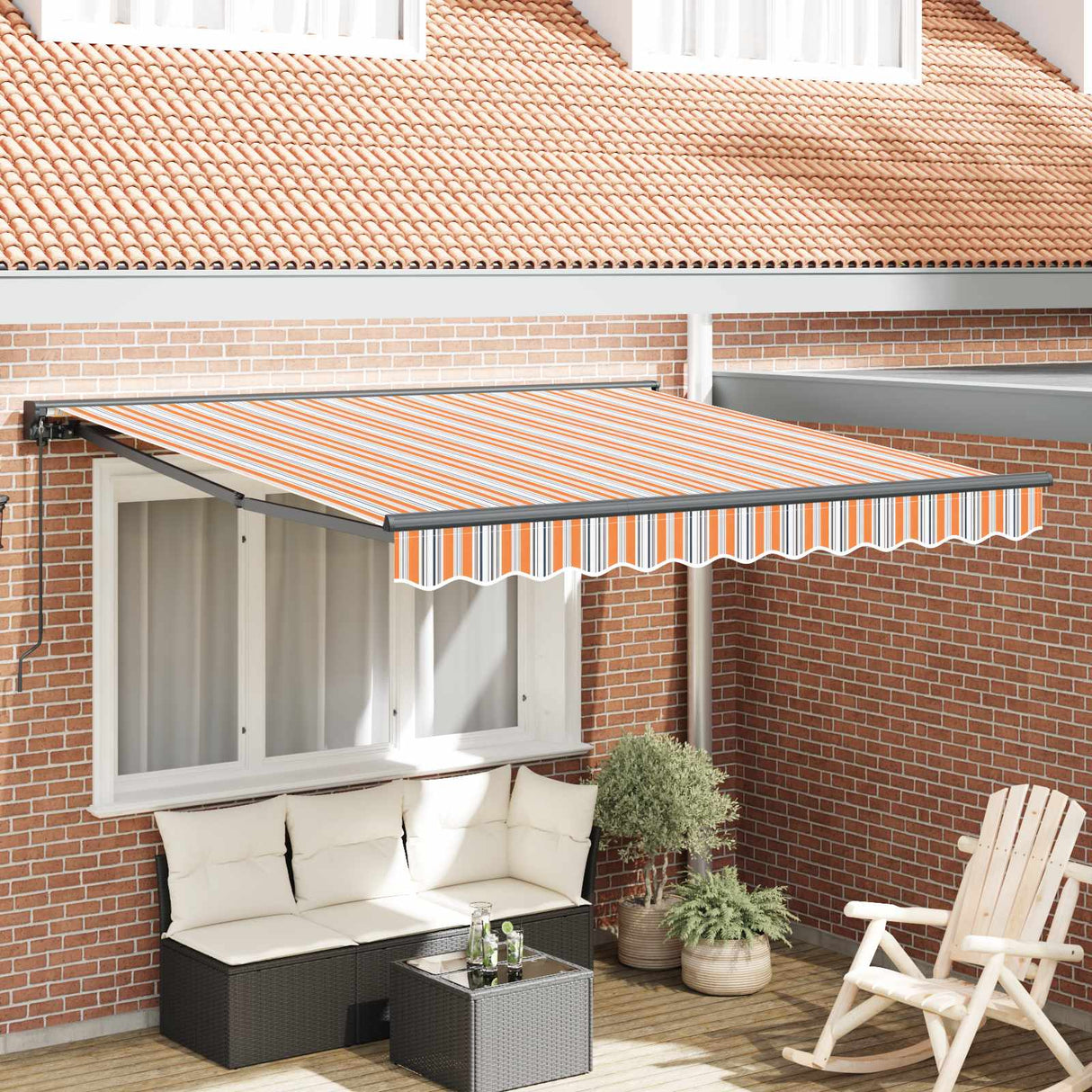 vidaXL Inklapbare Luifel Blauw en Wit 250 x 200 cm Aluminium en Stof