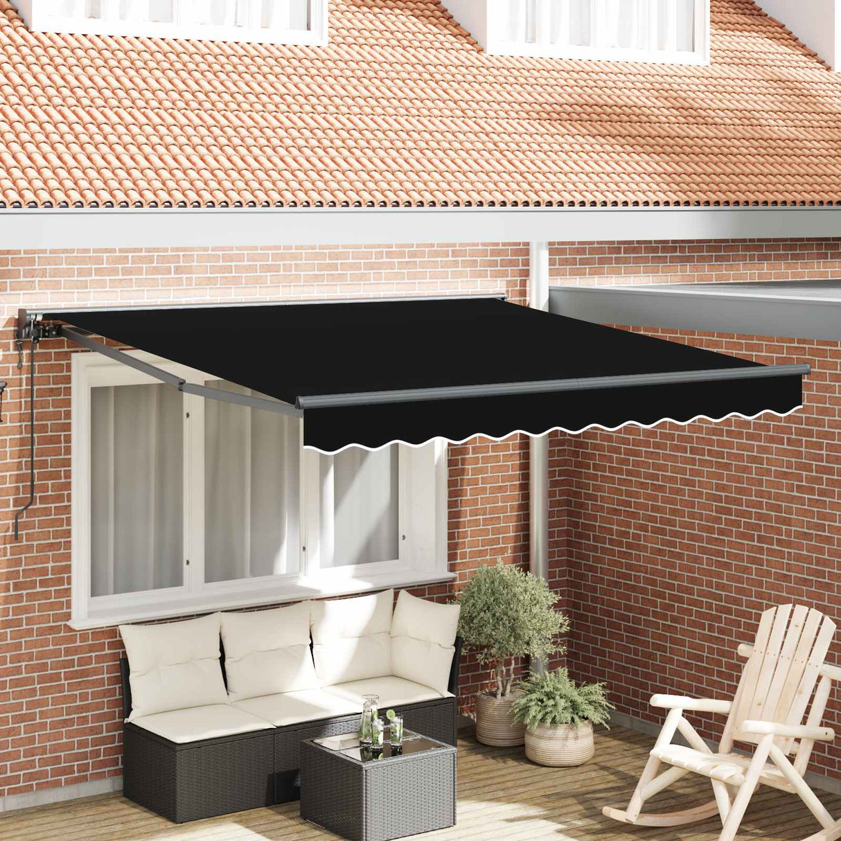 vidaXL Inklapbare Luifel Blauw en Wit 250 x 200 cm Aluminium en Stof
