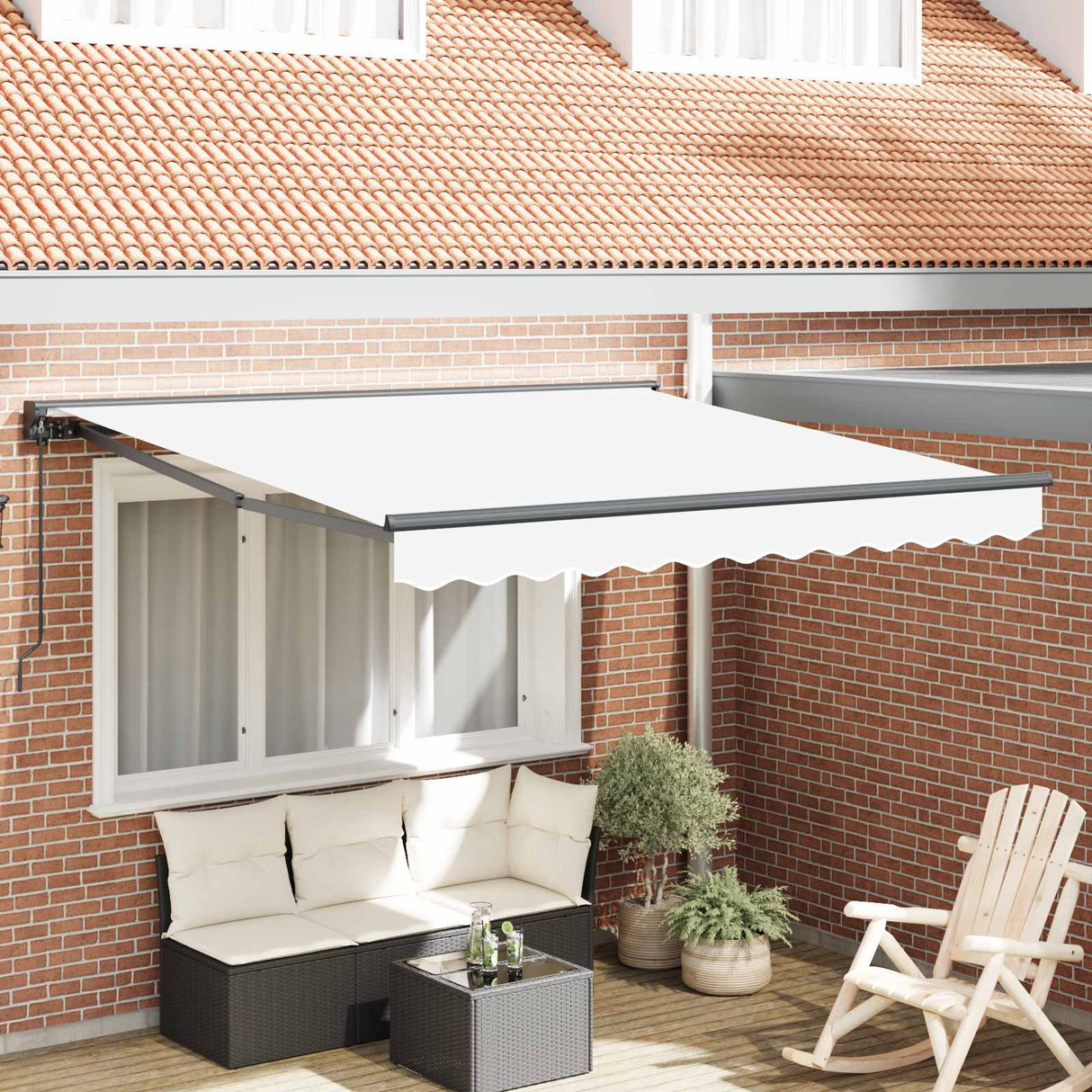 vidaXL Inklapbare Luifel Blauw en Wit 250 x 200 cm Aluminium en Stof