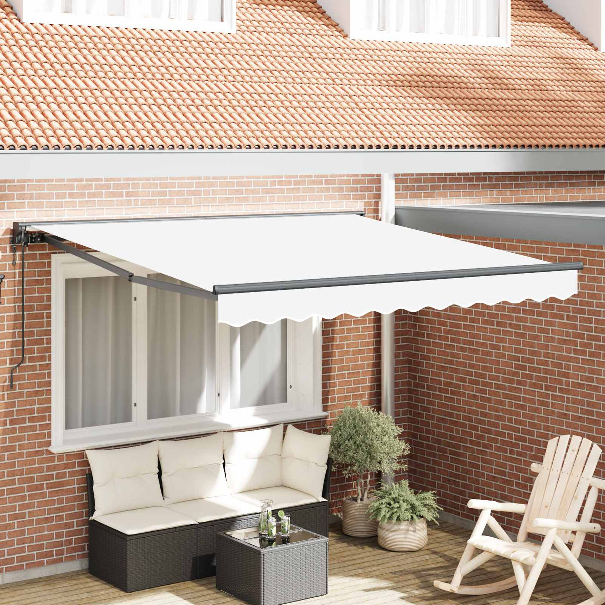 vidaXL Inklapbare Luifel Blauw en Wit 250 x 200 cm Aluminium en Stof