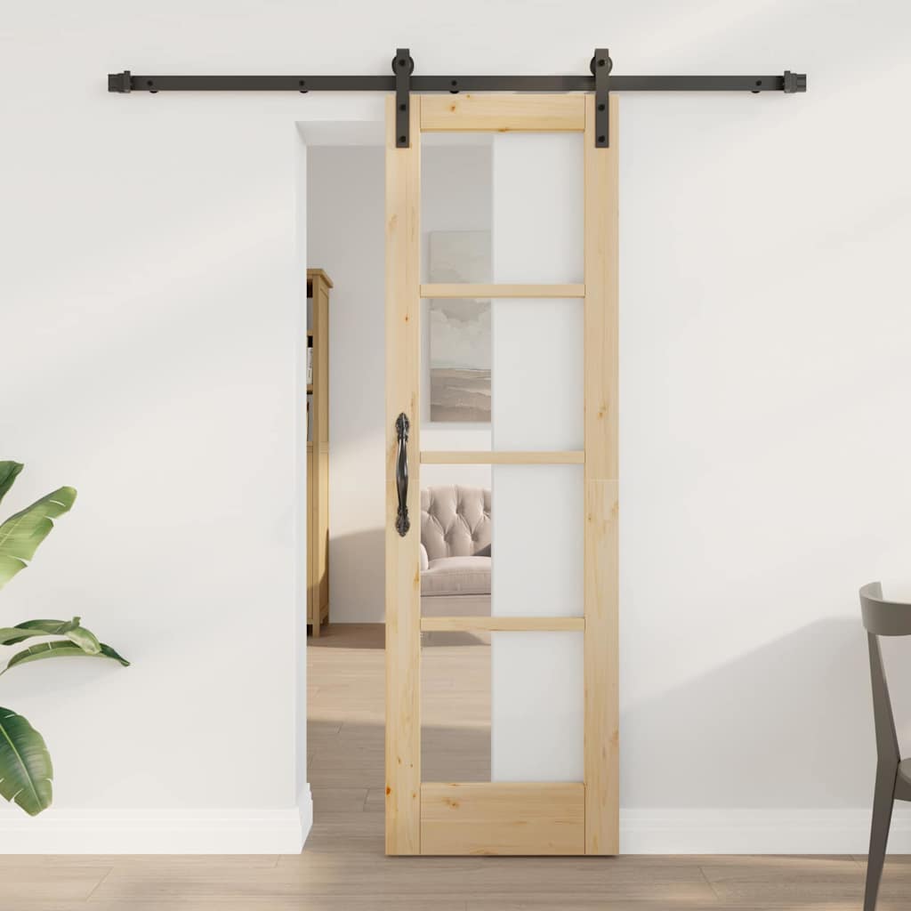 vidaXL Sliding Door ORKDAL White and Black 73.5 x 211 cm