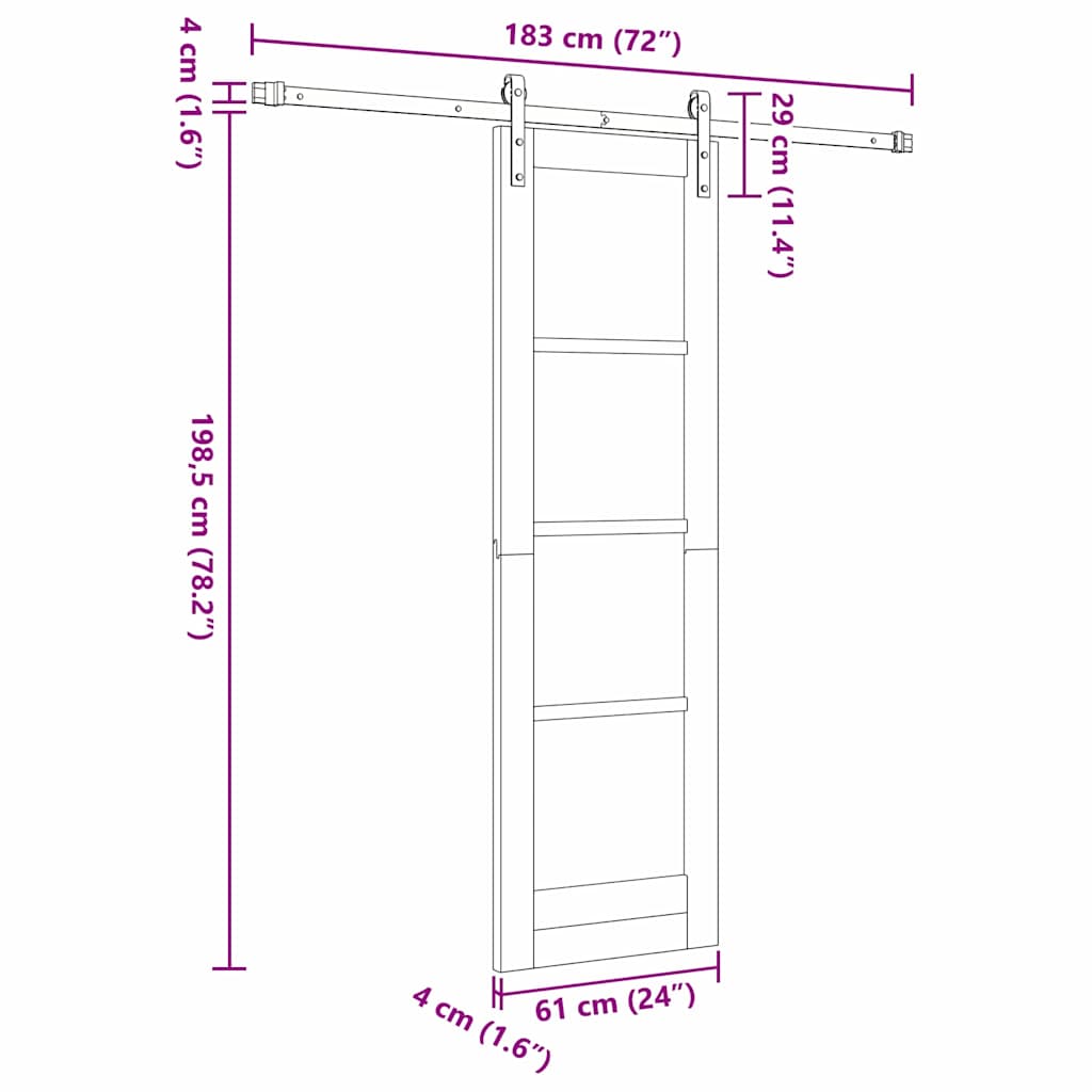 vidaXL Sliding Door ORKDAL White and Black 73.5 x 211 cm