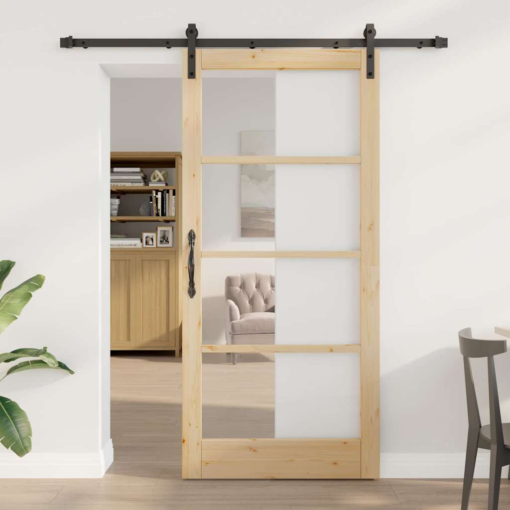 vidaXL Sliding Door ORKDAL White and Black 73.5 x 211 cm