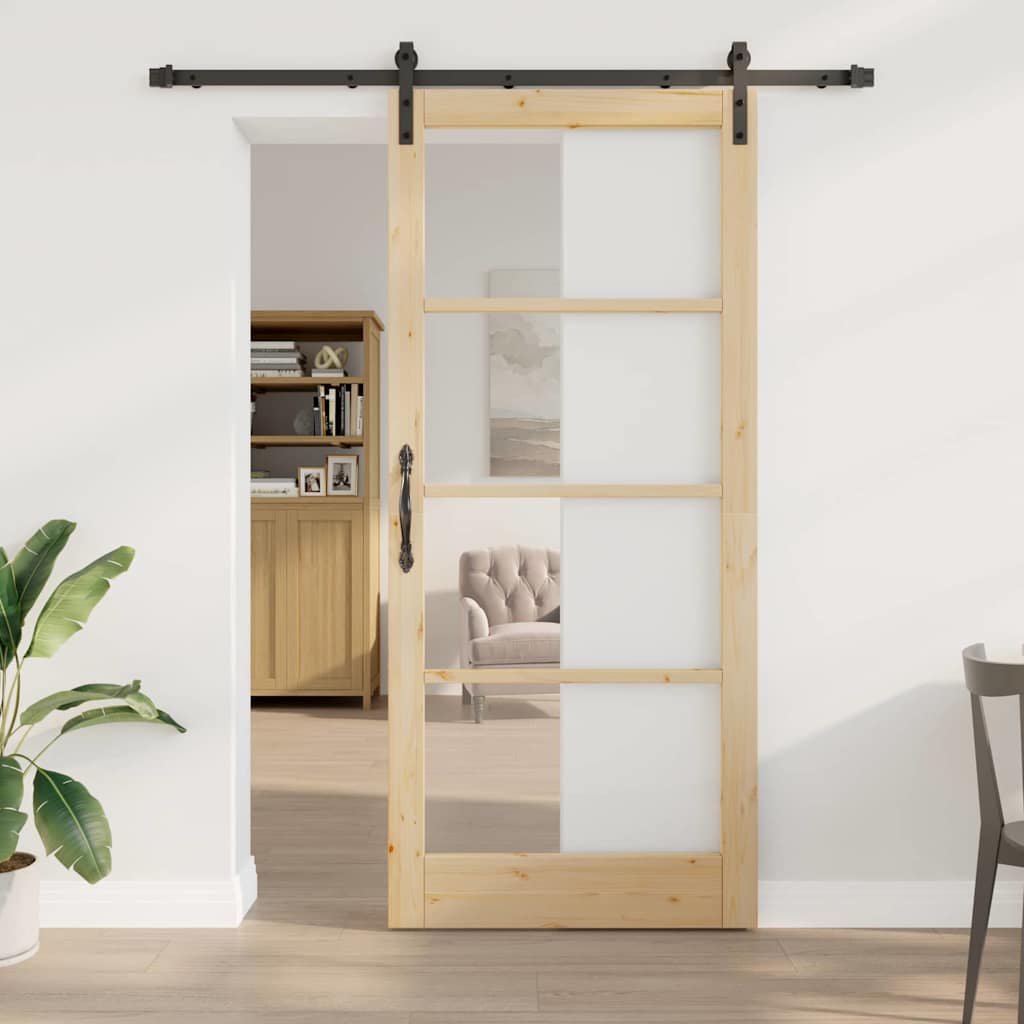 vidaXL Sliding Door ORKDAL White and Black 73.5 x 211 cm