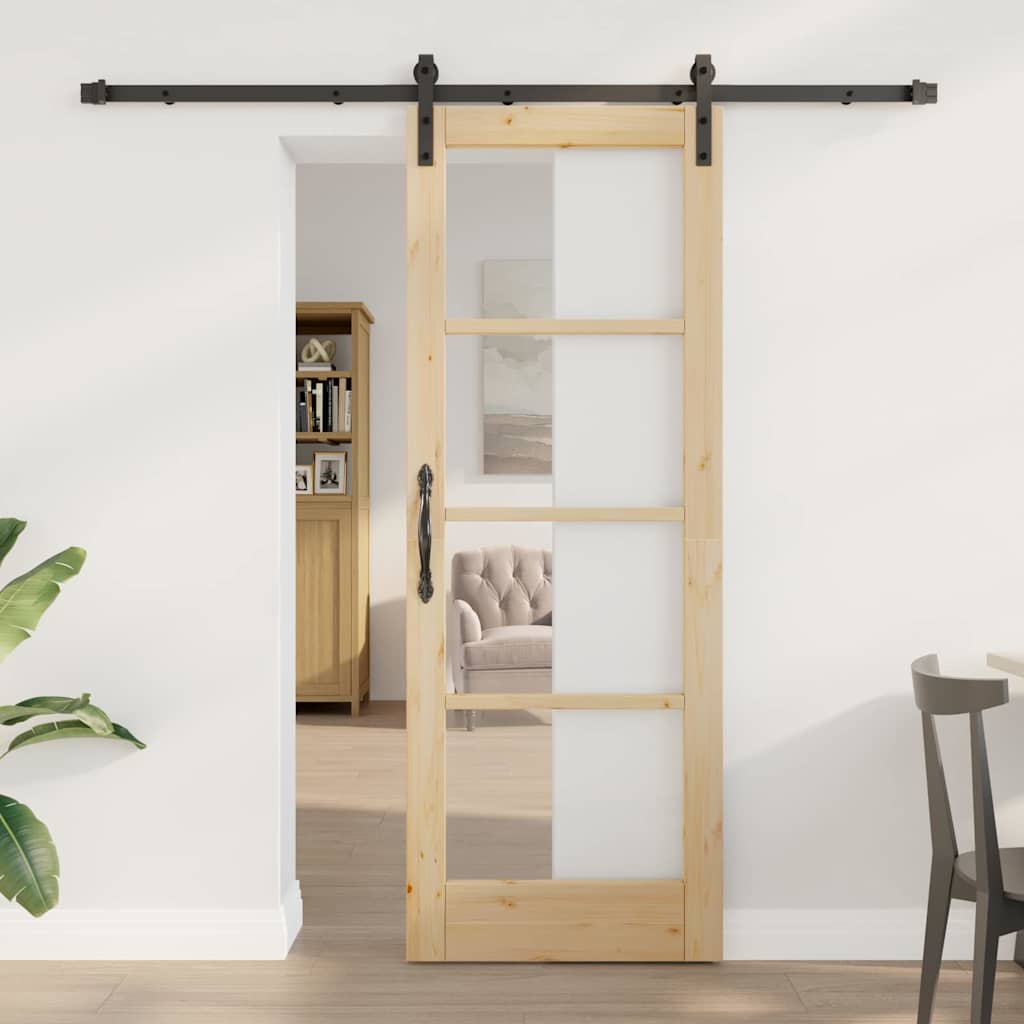 vidaXL Sliding Door ORKDAL White and Black 73.5 x 211 cm