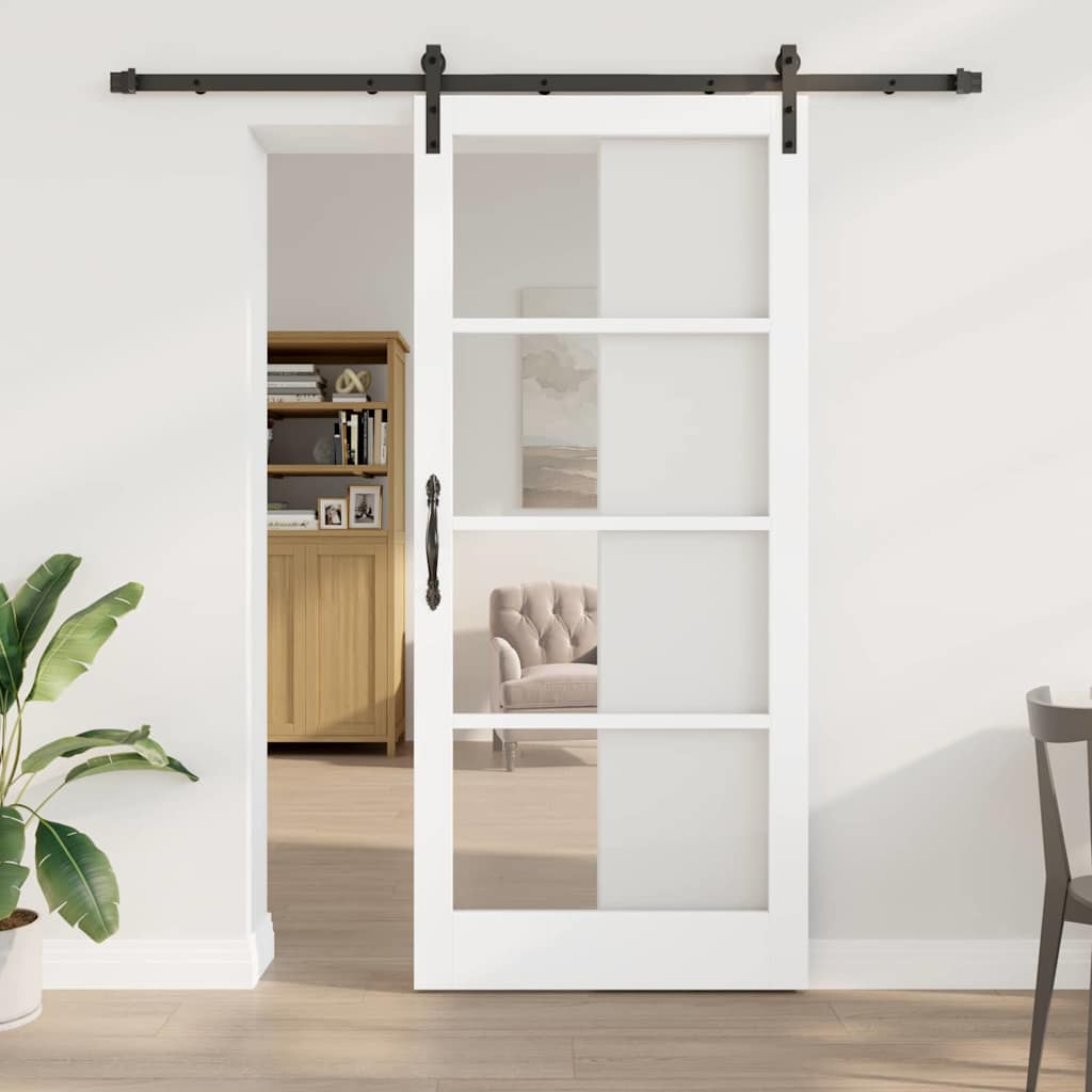 vidaXL Sliding Door ORKDAL White and Black 73.5 x 211 cm