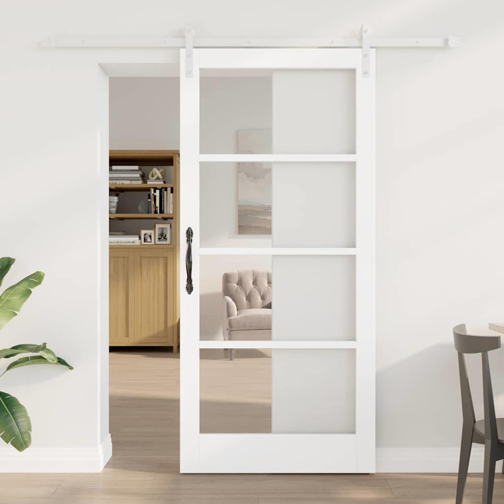vidaXL Sliding Door ORKDAL White and Black 73.5 x 211 cm