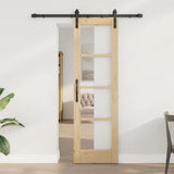 vidaXL Sliding Door ORKDAL White 73.5 x 211 cm Solid Pine Wood and Glass