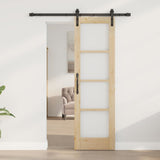 vidaXL Sliding Door ORKDAL White 73.5 x 211 cm Solid Pine Wood and Glass