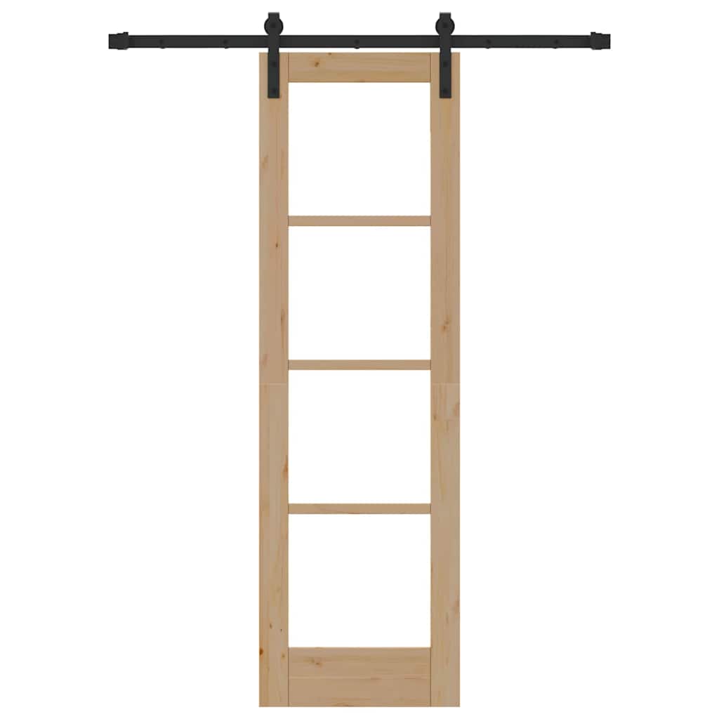 vidaXL Sliding Door ORKDAL White 73.5 x 211 cm Solid Pine Wood and Glass