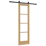 vidaXL Sliding Door ORKDAL White 73.5 x 211 cm Solid Pine Wood and Glass