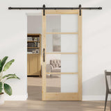 vidaXL Sliding Door ORKDAL White 73.5 x 211 cm Solid Pine Wood and Glass