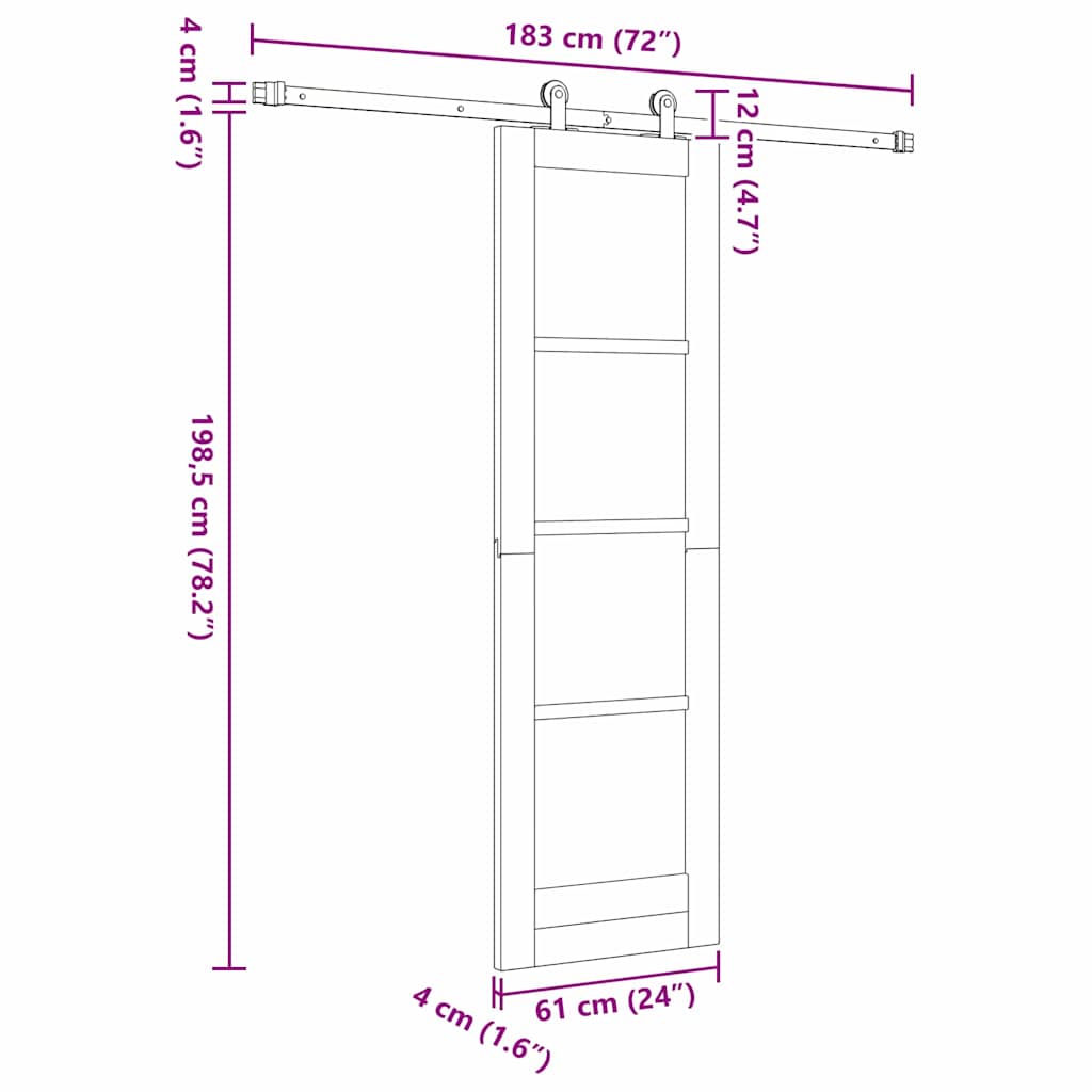 vidaXL Schuifdeur ORKDAL Wit en Zwart 73,5 x 211 cm