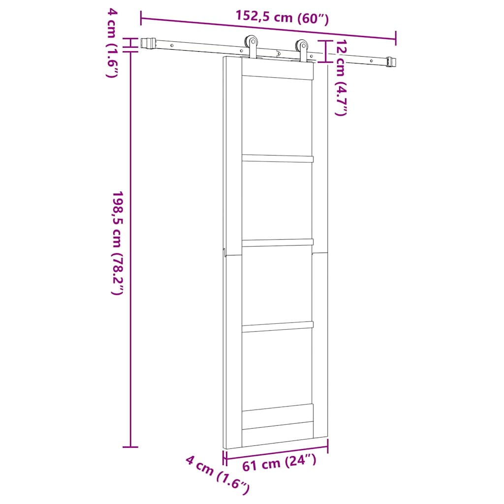 vidaXL Schuifdeur ORKDAL Wit 73,5 x 211 cm Massief grenenhout en glas