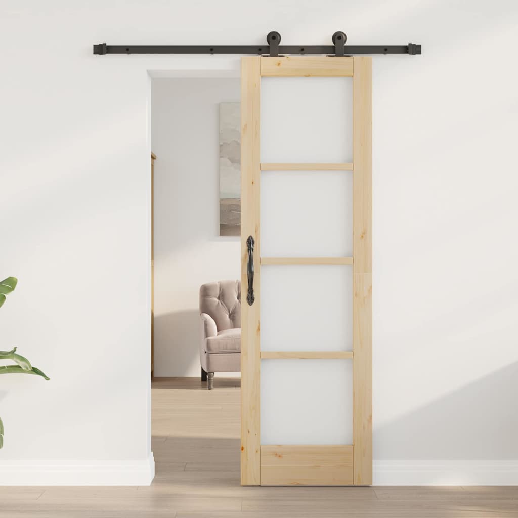 vidaXL Schuifdeur ORKDAL Wit 73,5 x 211 cm Massief grenenhout en glas
