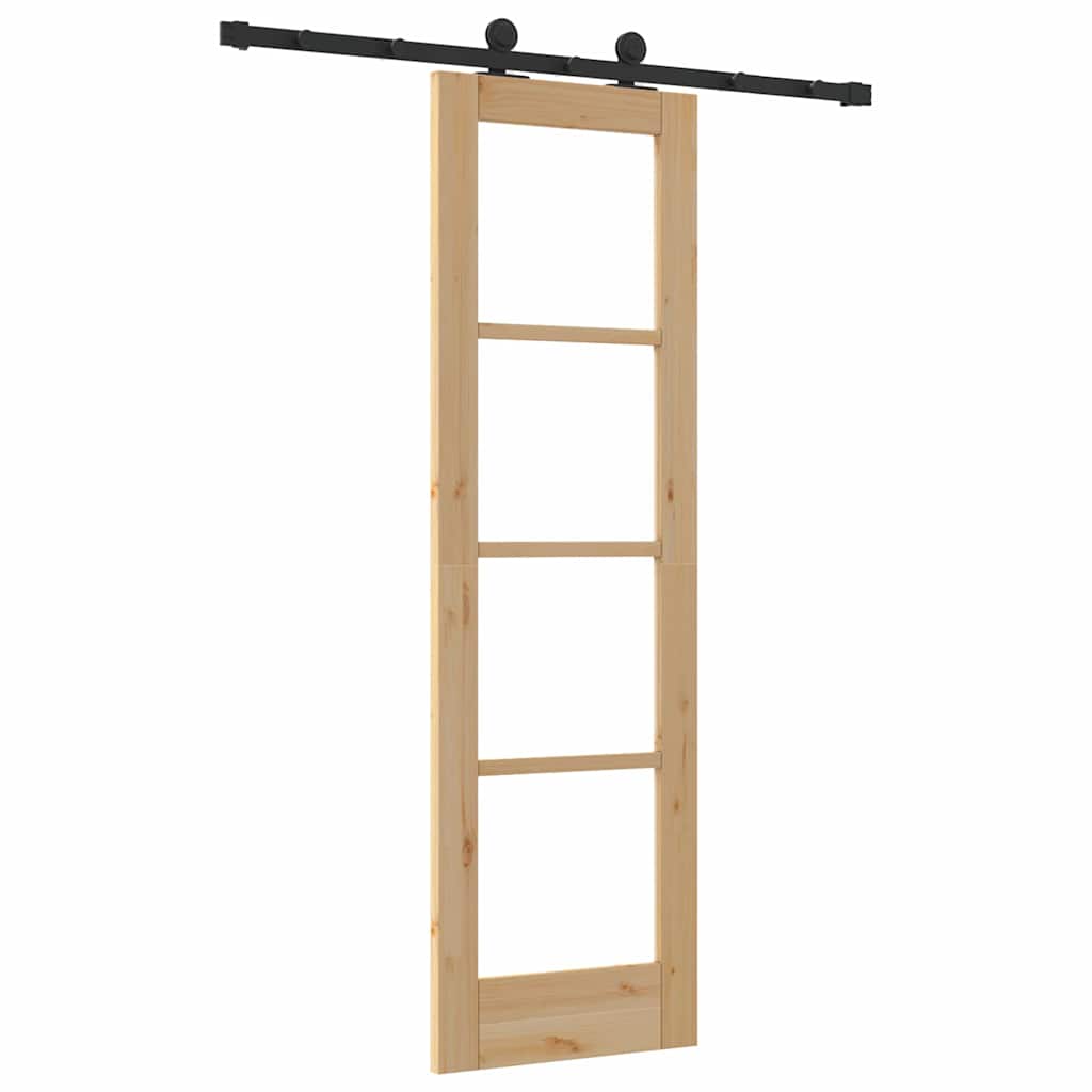 vidaXL Schuifdeur ORKDAL Wit 73,5 x 211 cm Massief grenenhout en glas