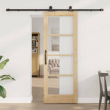 vidaXL Schuifdeur ORKDAL Wit 73,5 x 211 cm Massief grenenhout en glas