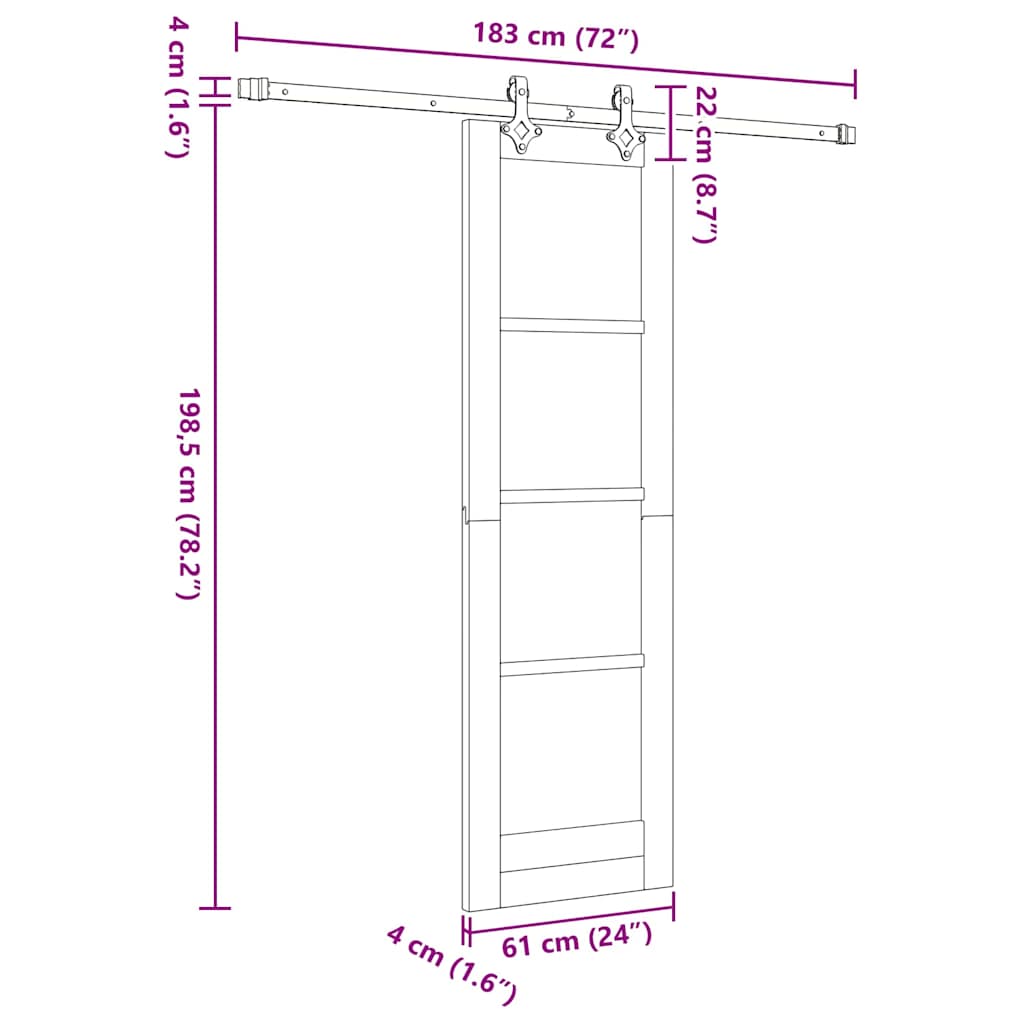 vidaXL Schuifdeur ORKDAL Wit en Zwart 73,5 x 211 cm