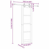 vidaXL Schuifdeur Wit 73,5 x 211 cm Massief grenenhout en glas