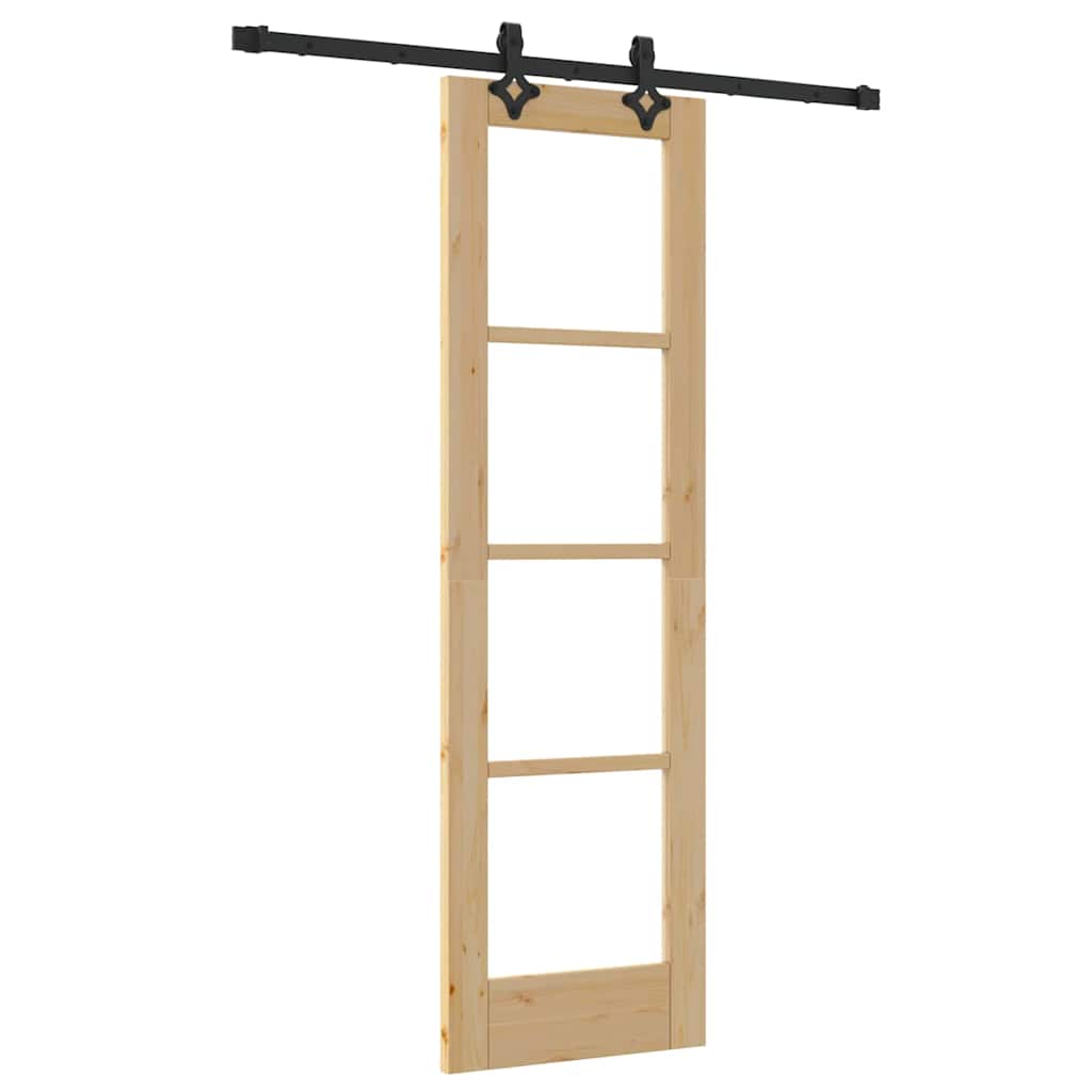 vidaXL Schuifdeur Wit 73,5 x 211 cm Massief grenenhout en glas
