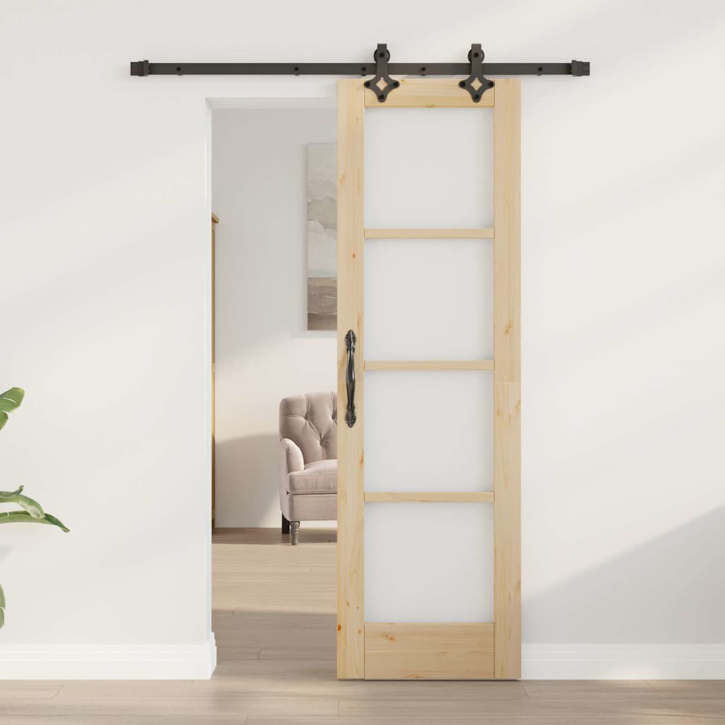 vidaXL Schuifdeur Wit 73,5 x 211 cm Massief grenenhout en glas