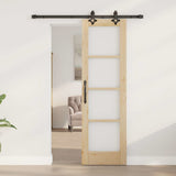 vidaXL Schuifdeur Wit 73,5 x 211 cm Massief grenenhout en glas