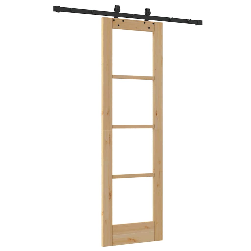 vidaXL Schuifdeur Wit 73,5 x 211 cm Massief grenenhout en glas