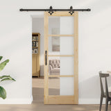 vidaXL Schuifdeur Wit 73,5 x 211 cm Massief grenenhout en glas