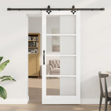vidaXL Schuifdeur Wit 73,5 x 211 cm Massief grenenhout en glas