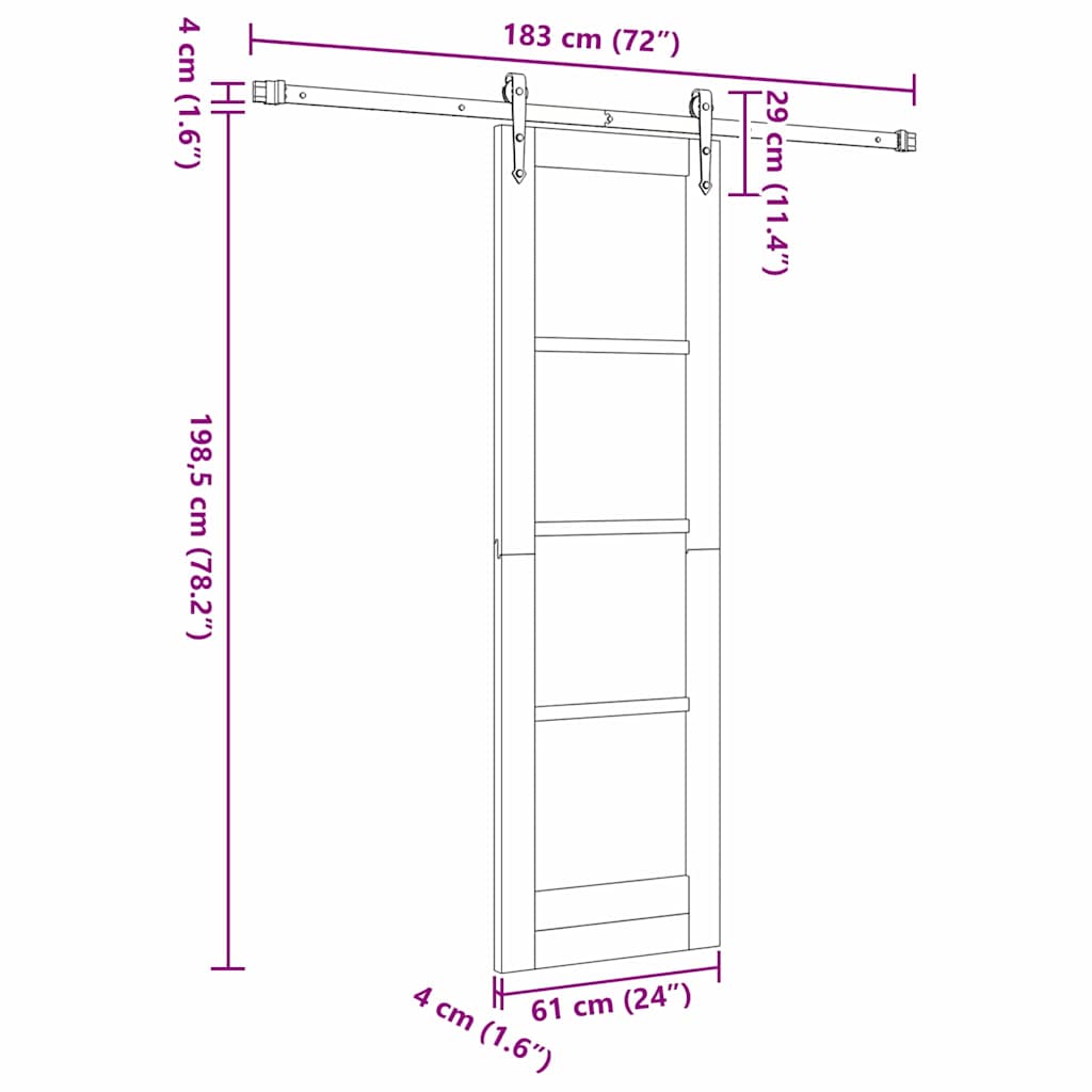 vidaXL Schuifdeur Wit 73,5 x 211 cm Massief grenenhout en glas