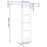 vidaXL Schuifdeur Wit 73,5 x 211 cm Massief grenenhout en glas