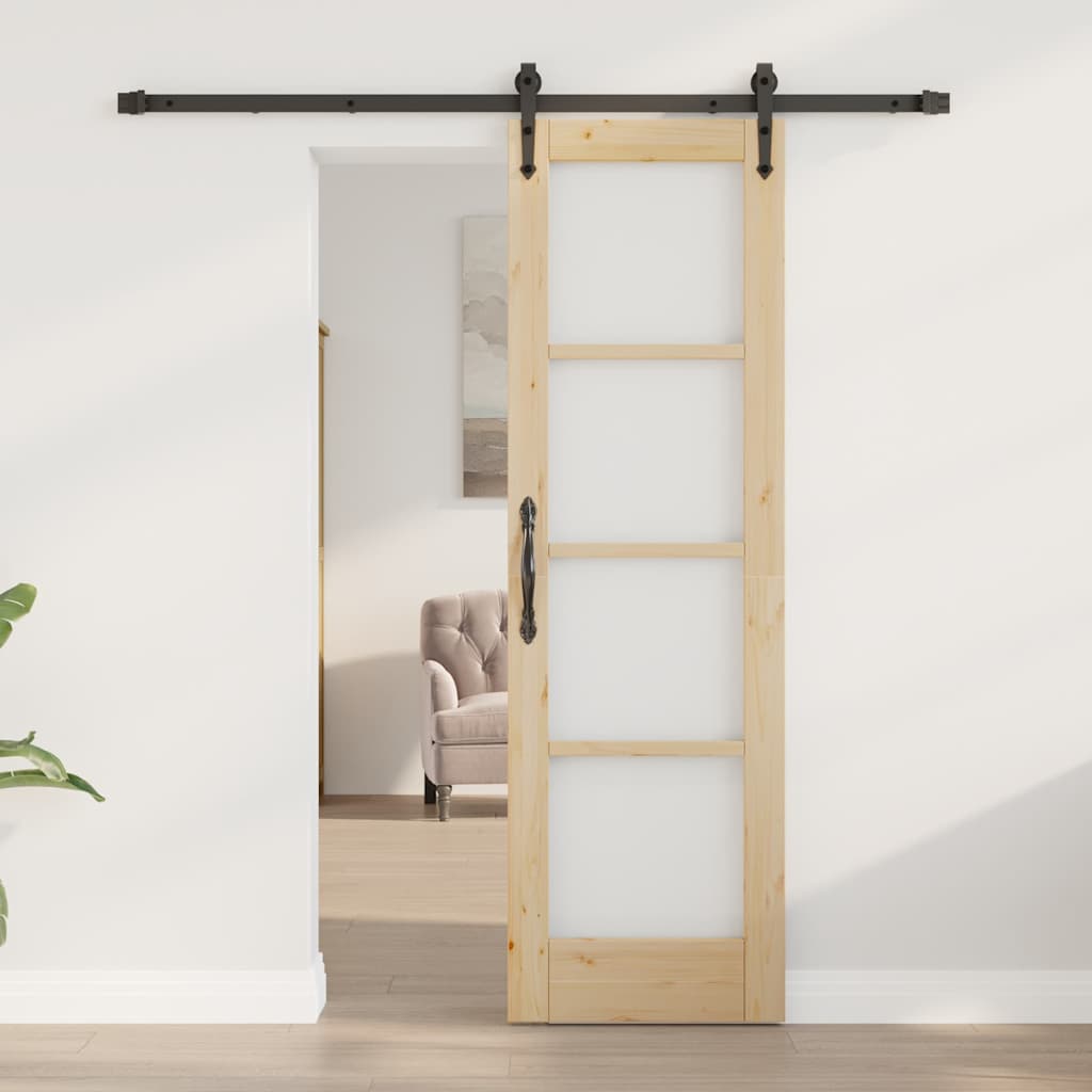vidaXL Schuifdeur Wit 73,5 x 211 cm Massief grenenhout en glas