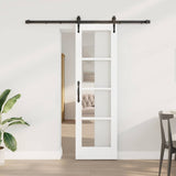 vidaXL Schuifdeur Wit 73,5 x 211 cm Massief grenenhout en glas