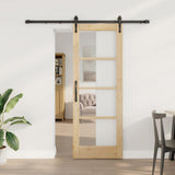 vidaXL Schuifdeur Wit 73,5 x 211 cm Massief grenenhout en glas