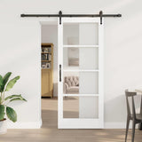 vidaXL Schuifdeur Wit 73,5 x 211 cm Massief grenenhout en glas