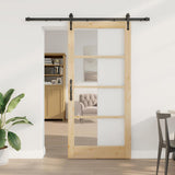 vidaXL Schuifdeur Wit 73,5 x 211 cm Massief grenenhout en glas