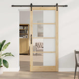 vidaXL Schuifdeur Wit 73,5 x 211 cm Massief grenenhout en glas