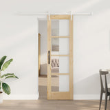 vidaXL Schuifdeur Wit 73,5 x 211 cm Massief grenenhout en glas