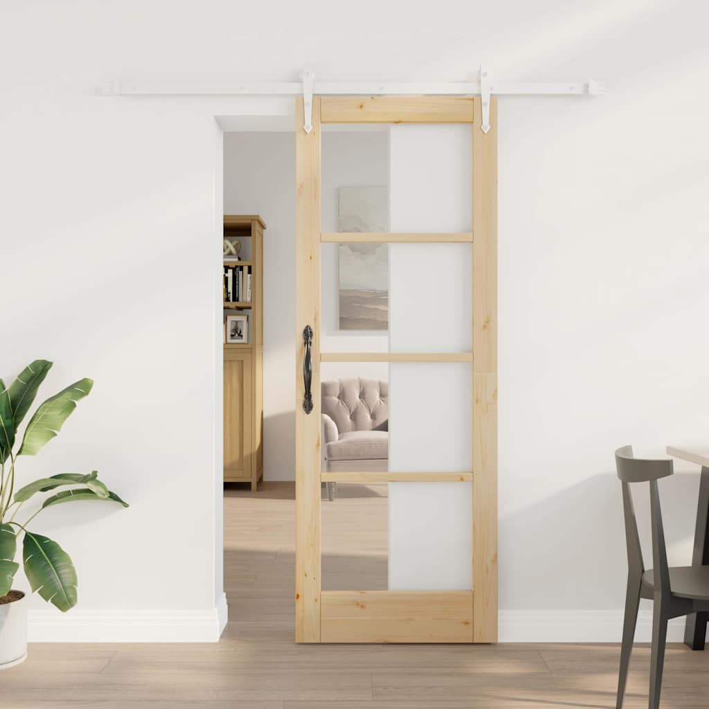 vidaXL Schuifdeur Wit 73,5 x 211 cm Massief grenenhout en glas