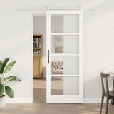 vidaXL Schuifdeur Wit 73,5 x 211 cm Massief grenenhout en glas