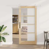 vidaXL Schuifdeur Wit 73,5 x 211 cm Massief grenenhout en glas