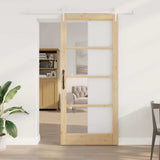 vidaXL Schuifdeur Wit 73,5 x 211 cm Massief grenenhout en glas