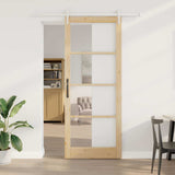 vidaXL Schuifdeur Wit 73,5 x 211 cm Massief grenenhout en glas